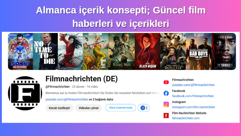Almanca içerik konsepti; Güncel film haberleri ve içerikleri